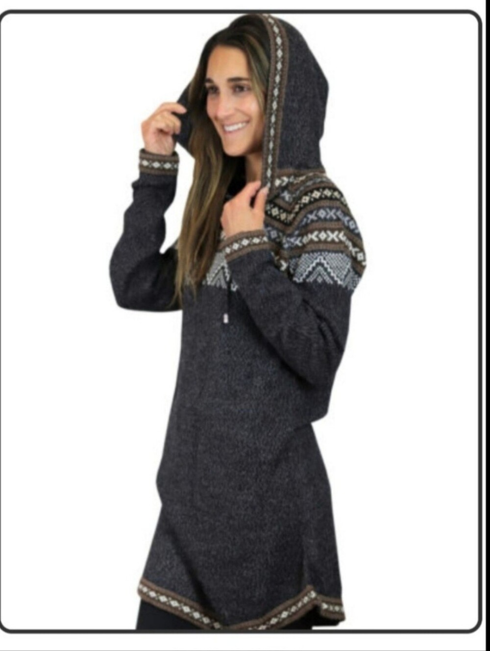 Artesania Alpaca Blend Hooded Sweater Tunic / Dress, Size XL